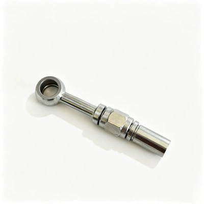 M10 stainless steel fish-eye 4-piece set of connectors 0/28/90 degree brake hose coupler with threaded integrated crimping connector (Other brake systems) - 0-degrees
