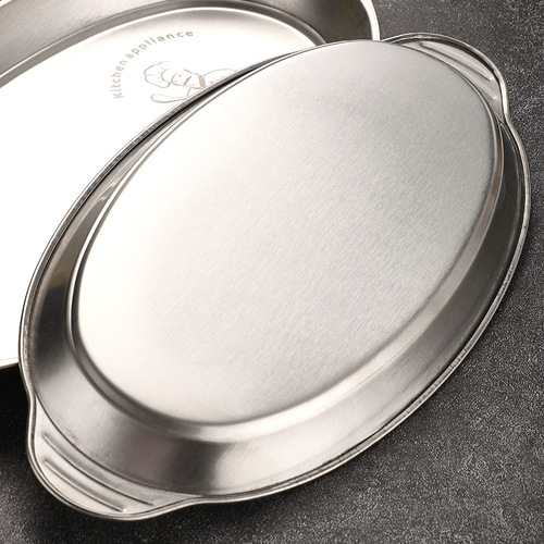 Factory direct sales Leyoujia 304 stainless steel fish plate oval steamed fish plate household dish plate plate tableware