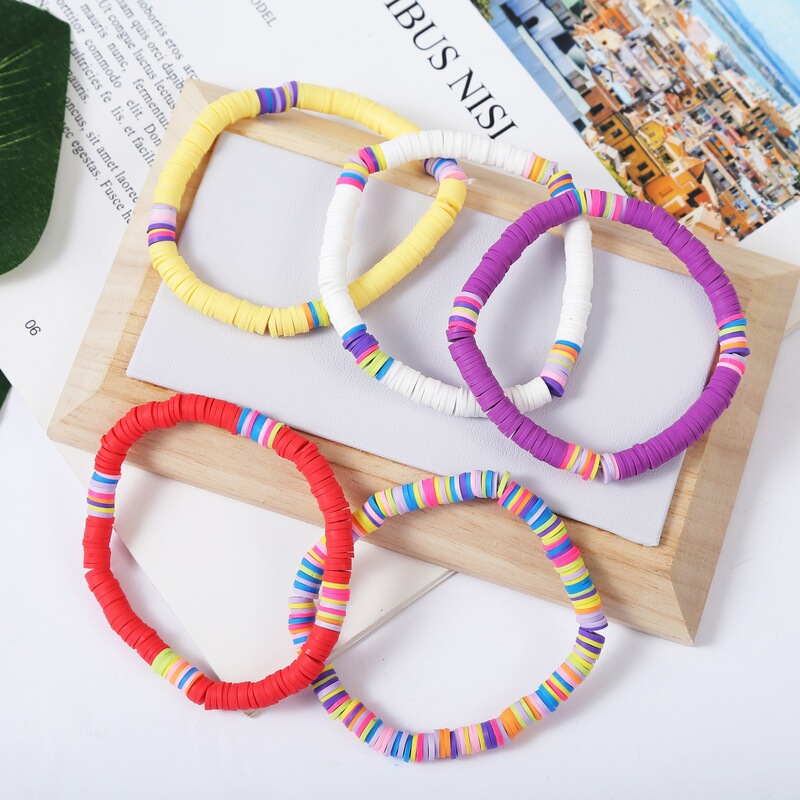 Cross-Border Hot-Selling Colorful Dopamine Bracelet, Simple Design, Versatile Colorful Soft Pottery Piece, Bohemian Soft Pottery Bracelet