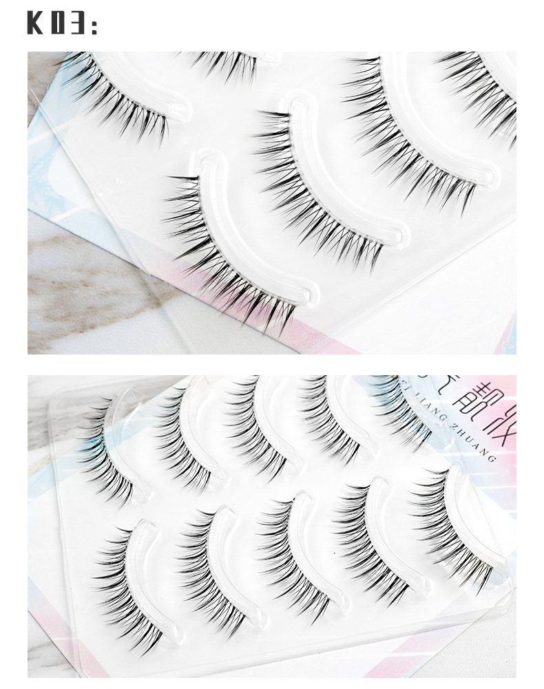 Eyelash Beauty Makeup K04 Eyelashes Natural Simulation Soft Light Air Sharpened Curly Transparent Stem 216 217