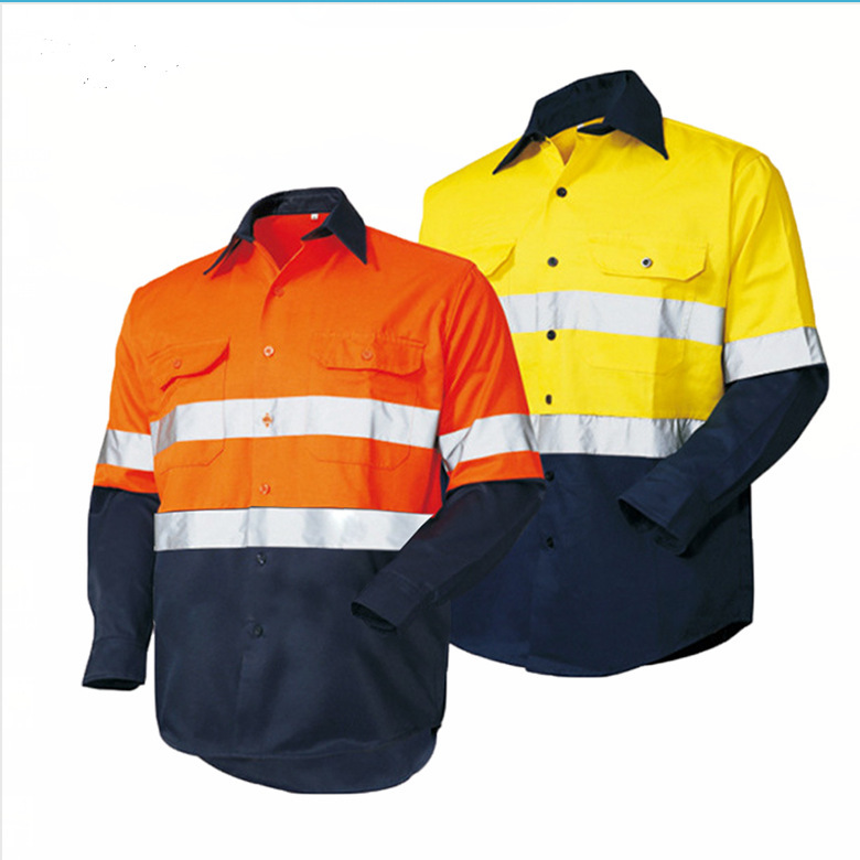 Cotton Anti-static Reflective Shirt Work Clothes Men's Long-sleeved Road Coal Mine Tooling Wear-resistant Safety Clothing for Underground Construction Site