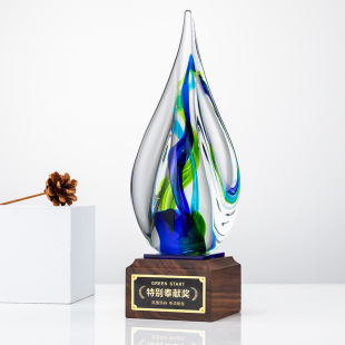 Scandinavian Accessible Luxury Abstract Water Drop Trophy Manufacturer Outstanding Employee Competition Medal Souvenir Creative Lettering High Quality
