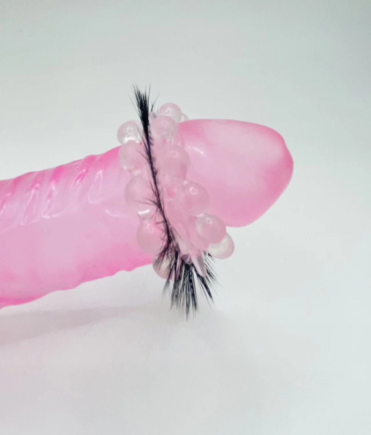 Silicone Sheep-Eye Penis Ring with Horse-Hair Texture, 2.0 cm Dual-Row Black — detail image 7