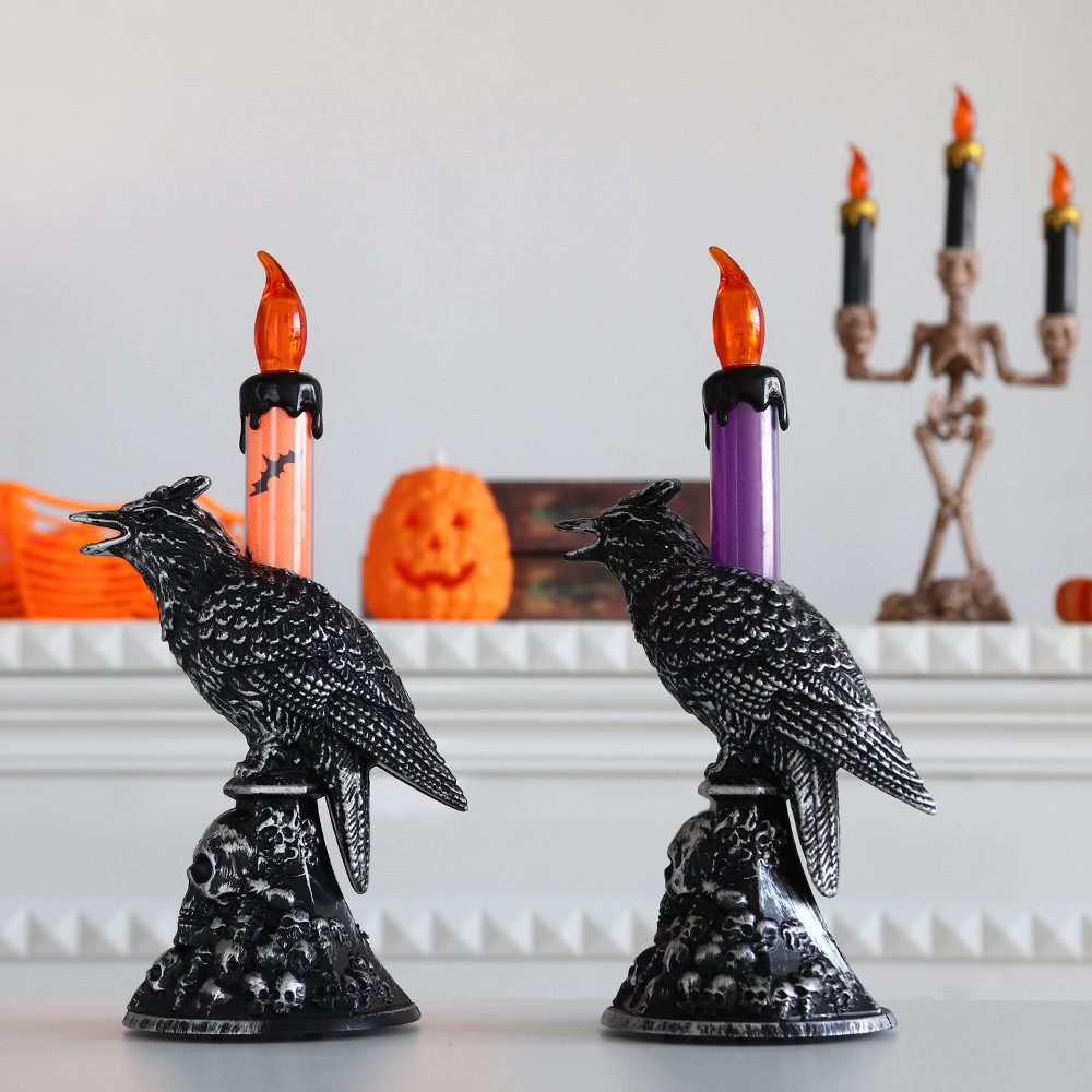 Halloween cuervo lámpara LED lámpara de vela luminosa electrónica fantasma día de terror decoración atmósfera decoración accesorios lámpara de noche