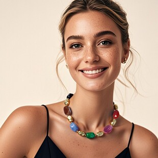 �W����Ҏ�t�pɫ��Y�� �Ό��� statement necklace NK29200