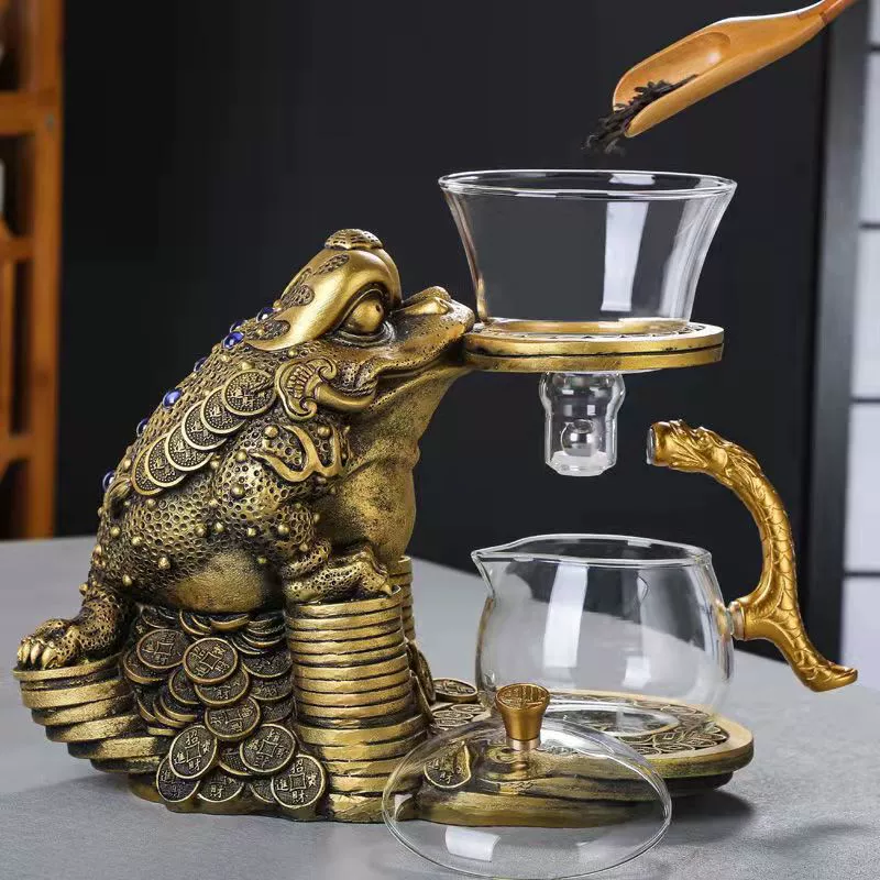 Glass automatic tea set, for luck
