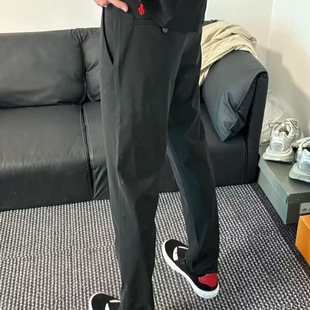 Four Seasons Internet Trendy Trousers Men's Trendy Loose Straight Black Casual Thin Trousers Men's Business Pants