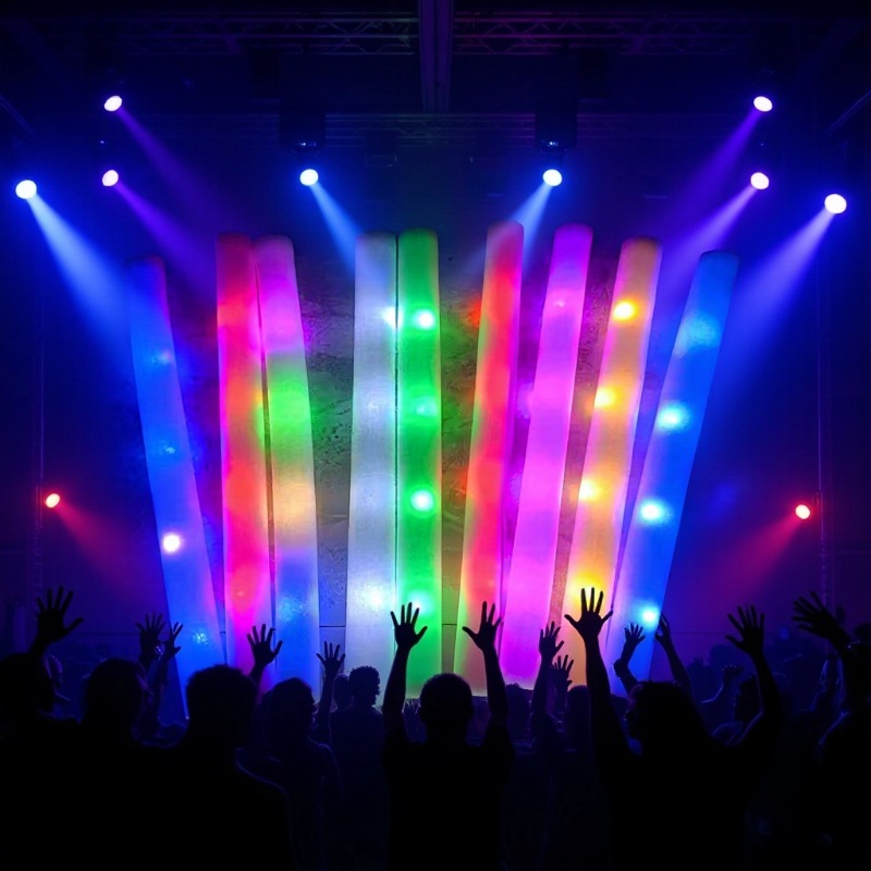 Coloridas barras de esponja fluorescente a granel de eventos de fiesta de luz nocturna, concierto de esponja luminosa, espuma flash