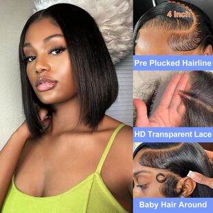 13X4 Lace Front Bob Wigǰ�ٽz�ٰl ���R�d���NŮ�����^ȫ�^��ʽ