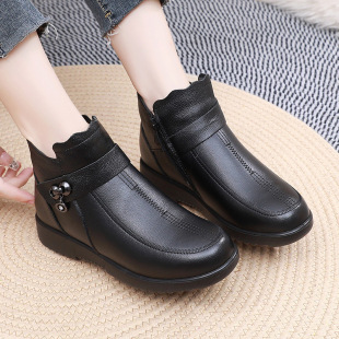 Hot sale New cowhide mother cotton shoes thickened fluffy soft bottom middle-aged and elderly mother leather boots factory direct wholesale