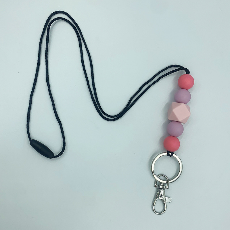Amazon nuevo collar de insignia versátil maestro enfermera ID de estudiante Cordón de identificación de silicona con cuentas cordón llavero
