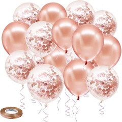 30個12インチバラ金ラテックス風船スパンコール風船誕生日婚約結婚式周年パーティー装飾