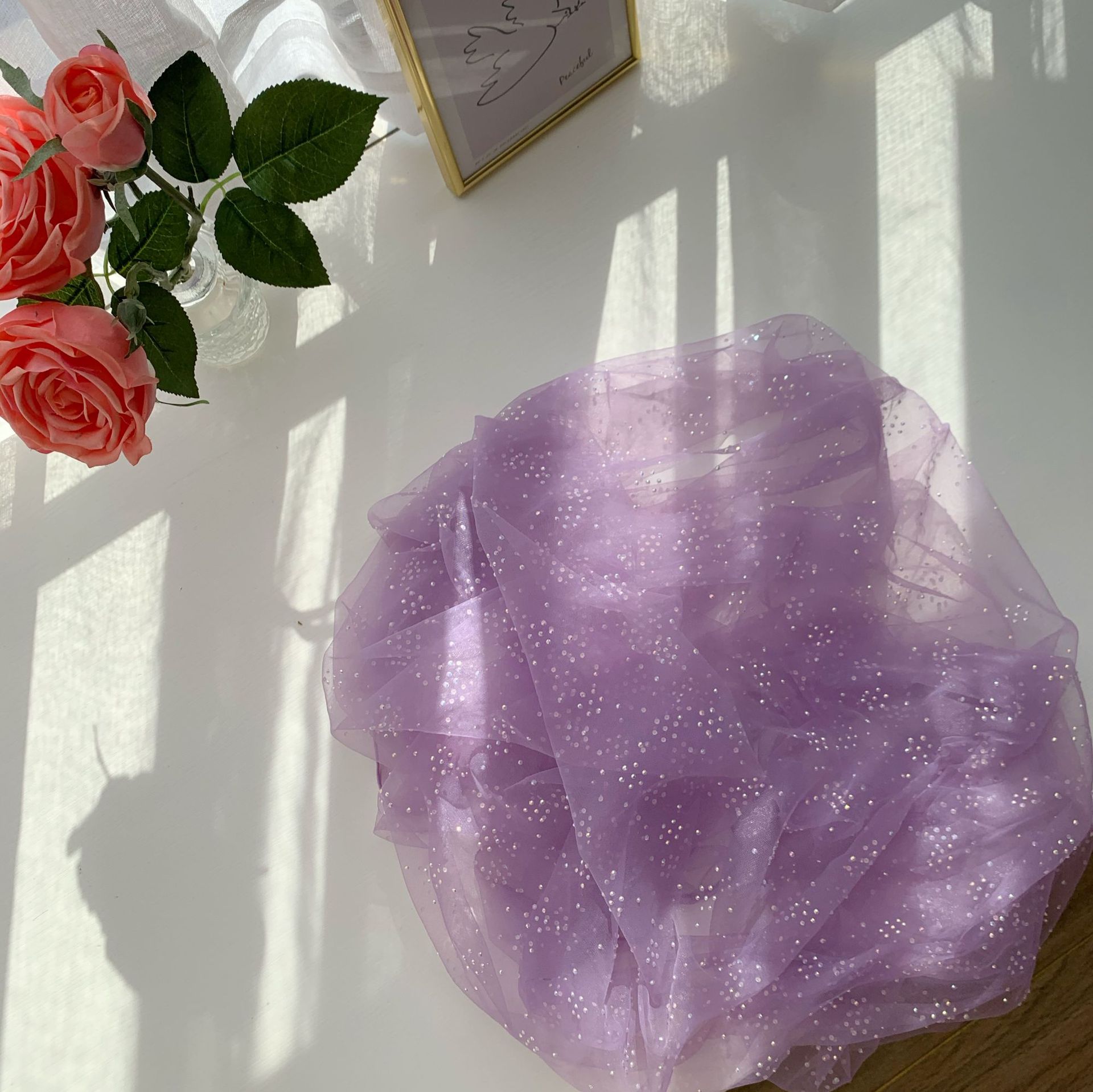 Tela de malla de diamante de alta calidad tela de malla de perforación caliente pequeña flor multicolor malla Lolita Hanfu gasa falda tela