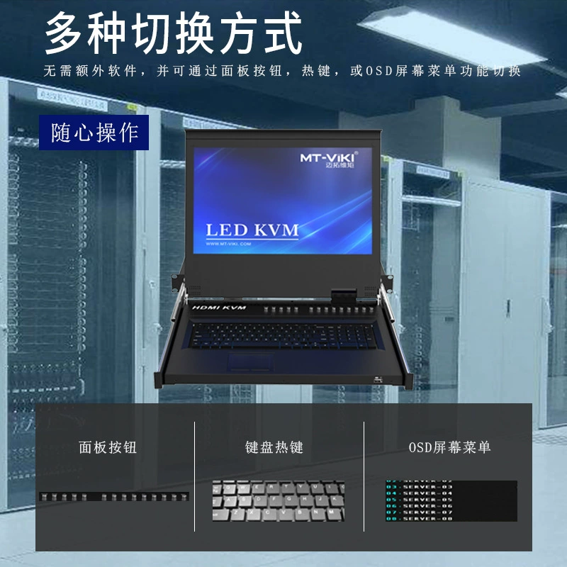 Монитор с LED 17,3 дюйма Magoto, HDMI, переключатель KVM с автоматической матрицей MT-17308HL, проводка