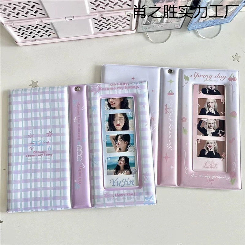 Розовый весенний цветок, поле жизни, четырехрамочный альбом для хранения, лист Rolika, сумка для карточек, альбом для карточек, закладка Polaroid, фотоальбом