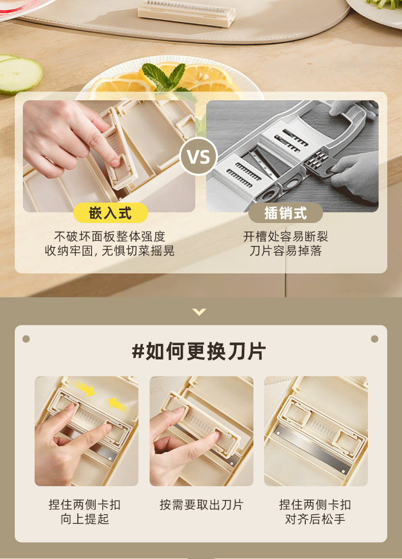 Household Vegetable Slicer Kitchen Multifunctional Vegetable Potato Shredder with Non-Slip Handle and Hand Guard Grater