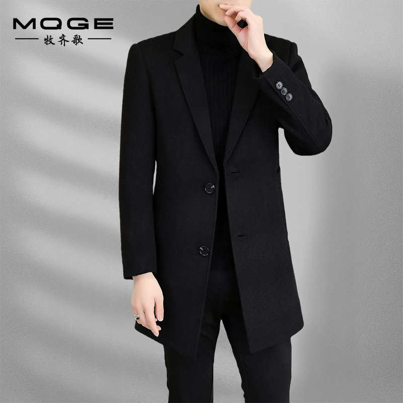 Новое осенне-зимнее мужское шерстяное пальто, платье средней длины с хлопковым воротником и утолщенным молодежным шерстяным пальто, Мужское пальто