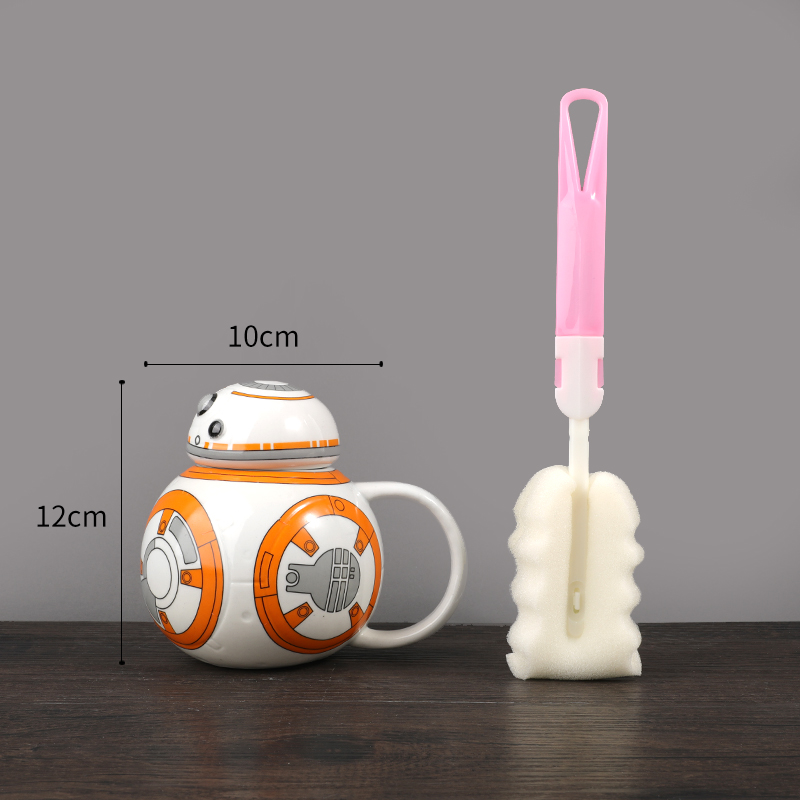 Tendencia creativa transfronteriza taza de gran capacidad con cubierta con cuchara taza de cerámica Star Wars taza de agua