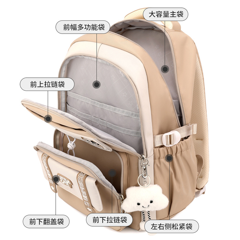 2025 nuevo estilo simple, lindo, de alto valor, mochila escolar de grado 5-6, mochila de gran capacidad para estudiantes