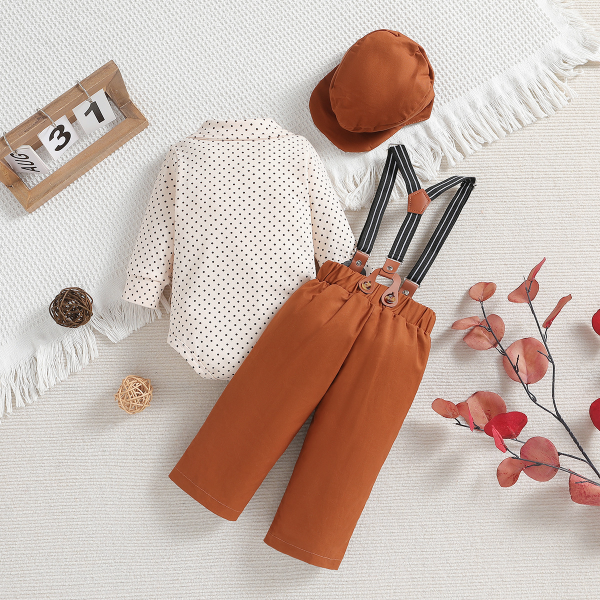 SAMGAMIBABY Set da uomo per bambini primaverili e autunnali, vestito per neonati di un anno, vestiti a maniche lunghe, pantaloni con cinturino, cappello_voghion.com