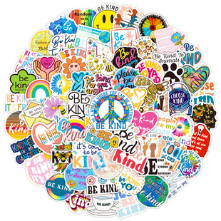 100 sheets be kind friendly inspirational stickers laptop water cup skateboard guitar waterproof children's stickers