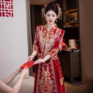 Xiuhe-Style Wedding Dress 2025 New Model Bride's Chinese-Style Wedding Gown Petite Toast Dress Autumn Bride's Departure Dress