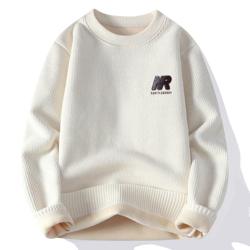 Una camiseta de terciopelo de cuello redondo para hombres otoño y invierno con camiseta de terciopelo de oro para hombres.
