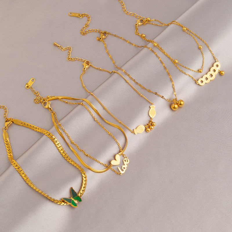 Anklet Jewelry Women's 2023 New 18K Gold Titanium Steel Non-fading Elegant ins All-match High-end Feeling Foot Chain Anklet