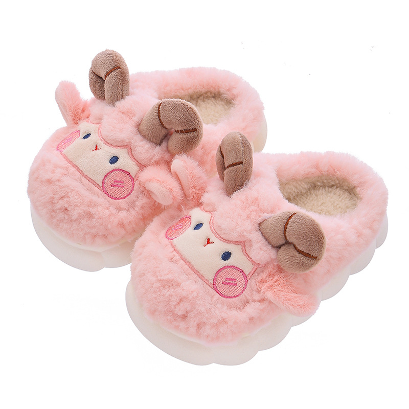 2025 nuevo invierno zapatillas de algodón para niños niños niñas calentamiento de peluche para niños pequeños y medianos con una base gruesa de algodón anti-tesoro