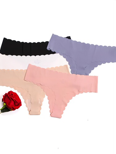 5 pieces Comfortable Seam Scallop Edge Low Rise Stretchy Panties