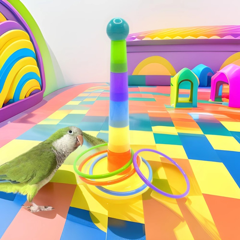 Arco iris loro loro juguete de lanzamiento entrenamiento interactivo para mascotas anillo de lanzamiento juguete apilado pájaro juguete educativo