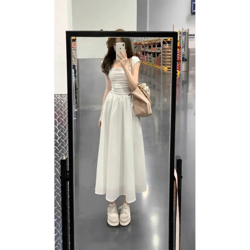 Tea Break French Style Hot Girl Style White dress Women's Summer 2024 New Style Small Elegant Mid-length Dress Tea Break French Style Hot Girl Style White dress Women's Summer 2024 New Style Small Elegant Mid-length Dress