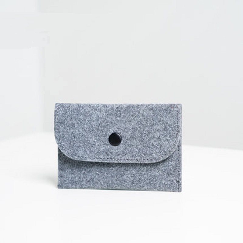 毛毡零钱包 按扣式小物件收纳毛毡包 毛毡卡包名片包可加logo