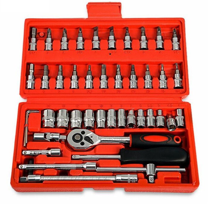 1/4小飞46件套装小快速棘轮套筒6.3mm汽修套筒汽保工具组套五金