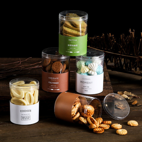 PS jar round cookie packaging box transparent plastic chocolate candy cute packaging sealed jar