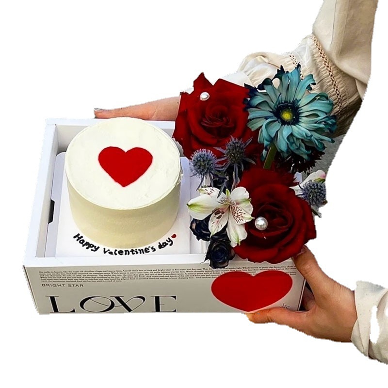 Spot celebridad de Internet Tanabata Día de San Valentín Caja de flores Caja de embalaje de pastel portátil Reloj de pareja de amor Caja blanca