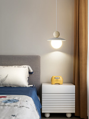 床頭吊燈臥室房間奶油風簡約現代陽台吧檯單頭小吊燈長線裝飾燈具