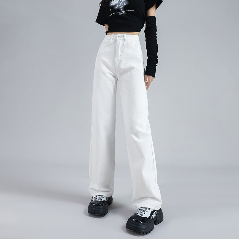 2025秋冬新款百搭牛仔长裤女韩版高腰宽松休闲垂感直筒阔腿拖地裤