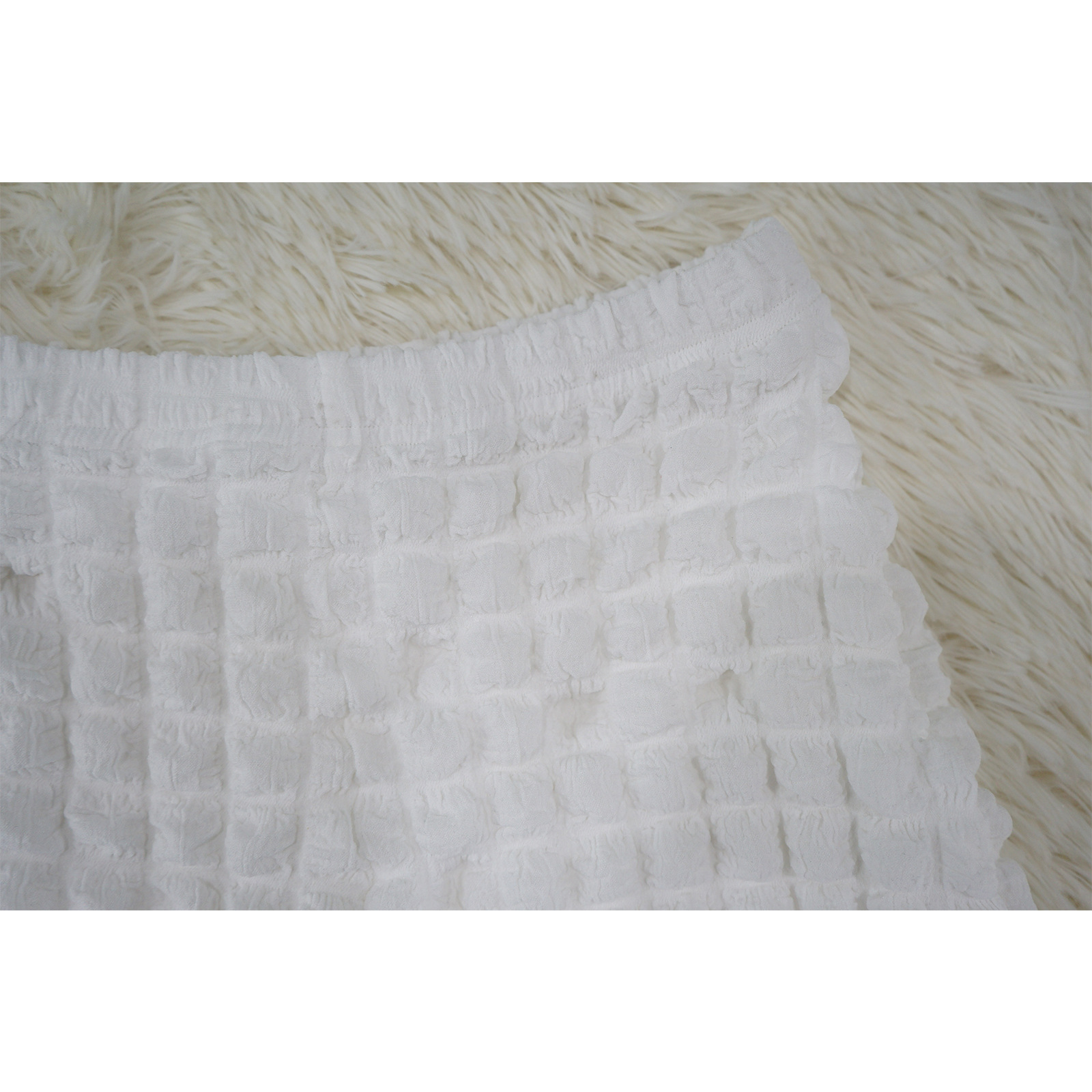 Women's Sleeveless Cropped Two Piece Set Bubble Popcorn Shorts_ecoleips.com