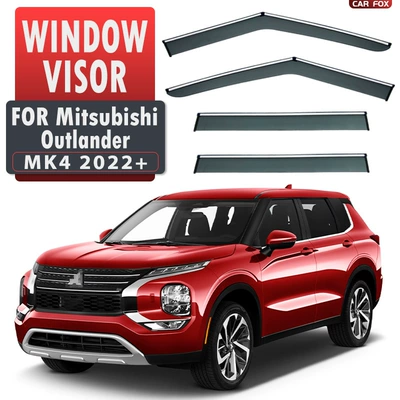 Sport Window visor, Rain shield - standard-packing-without-logo-outlander-mk4-2022-pc-with-bright-strips-rain-shield-4pcs