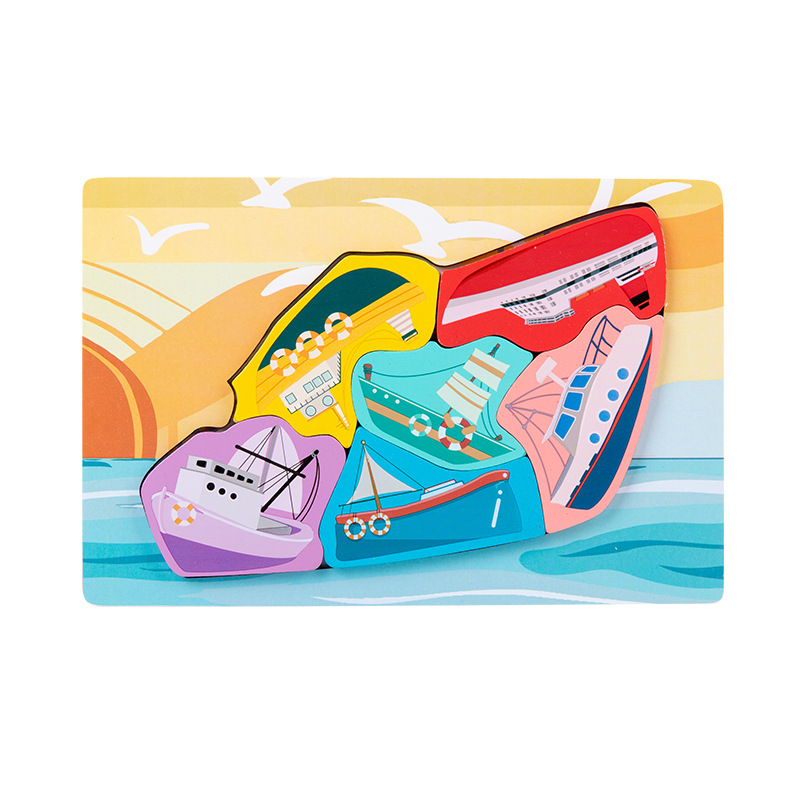 Juguetes educativos de madera para niños pequeños, bloques de construcción al por mayor, rompecabezas 3D creativos con forma de animales para emparejar.