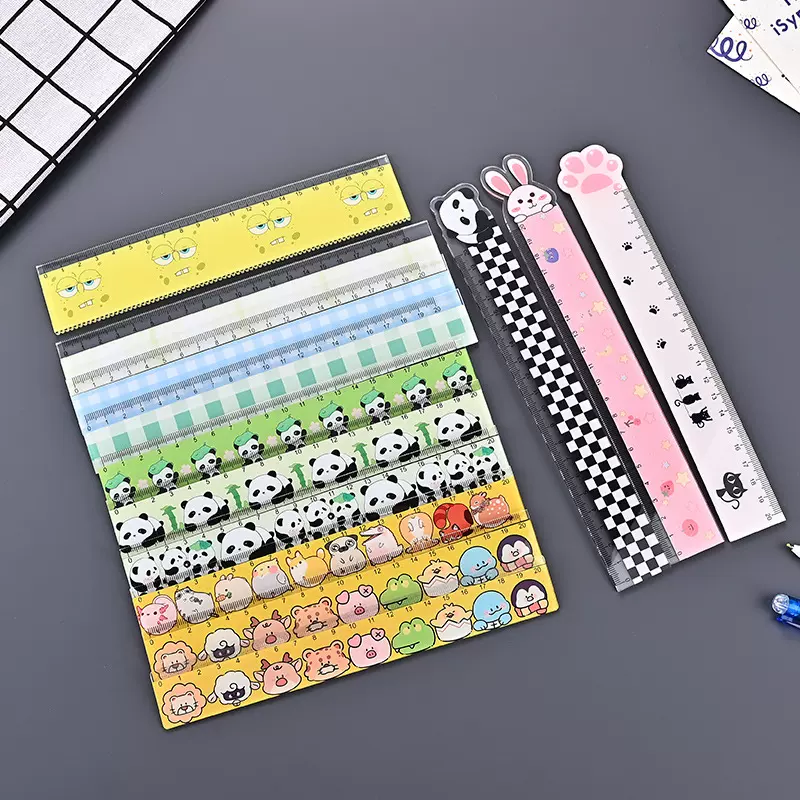 厂家定制简约亚克力尺子卡通可爱学生刻度直尺学校文化宣传礼品