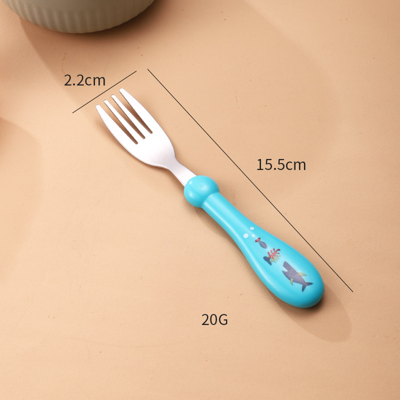 round handle fork blue