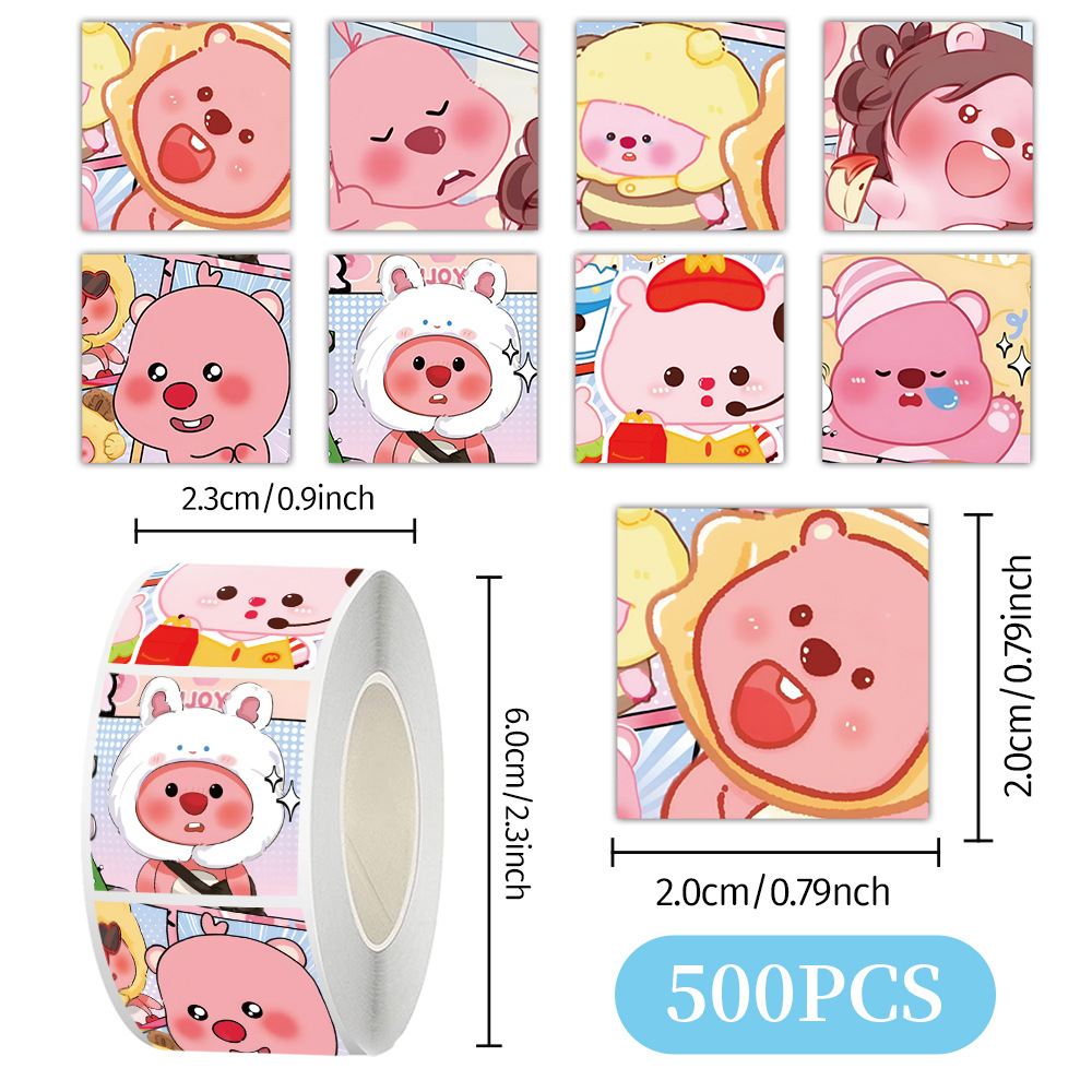 Cartoon animado pegatinas rodantes pegatinas seguras para niños no tóxicas materiales de contabilidad de mano decoración de caja de teléfono celular sellado cinta adhesiva