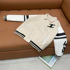 1.1正确版25秋冬塞琳C家CEL字母毛巾绣拼皮夹克棒球服外套男女款