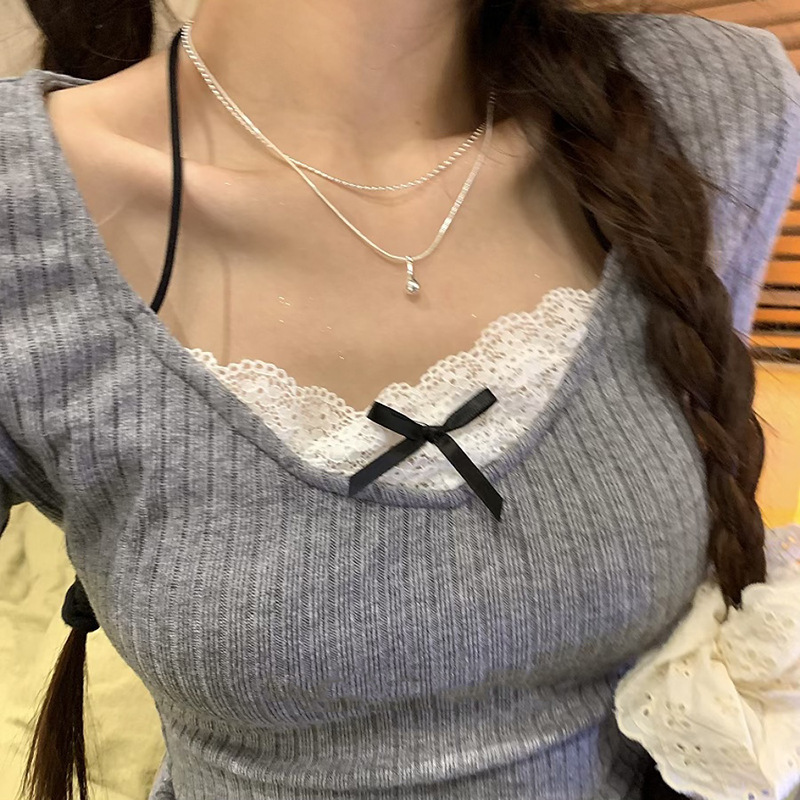 超火叠戴水滴项链女款2025新款韩国颈链轻奢高级感双层锁骨链批发|undefined