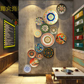 搪瓷盘东北墙面装饰火锅店餐饮壁画贴破店年代怀旧老物件供销社