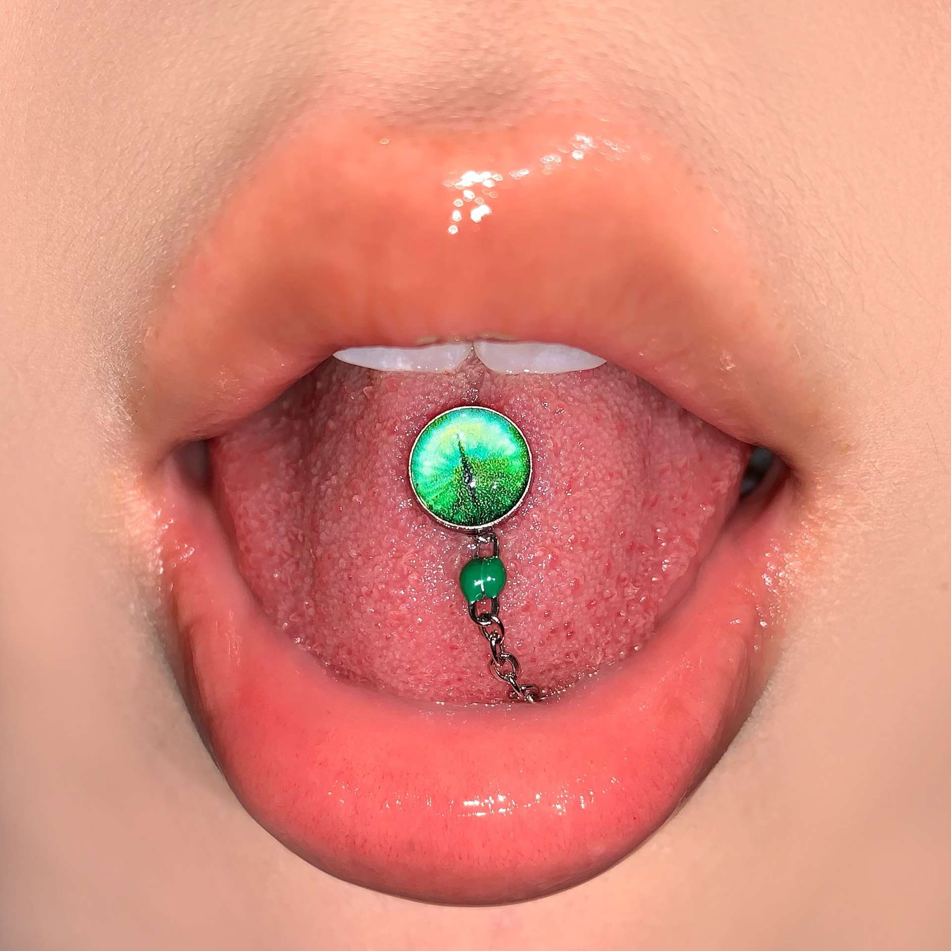 Labret stud lip piercing jewelry styling detail