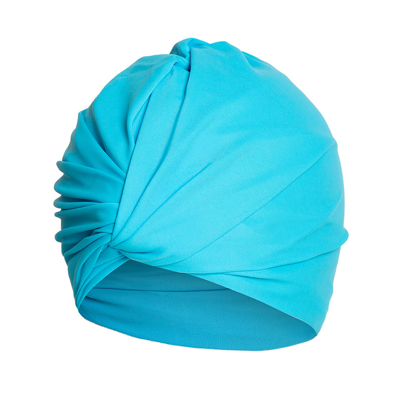 Fábrica al por mayor nuevo engrosado giro color sólido doble capa gorro de natación aguas termales playa más tamaño Pelo Largo gorro de natación de las mujeres
