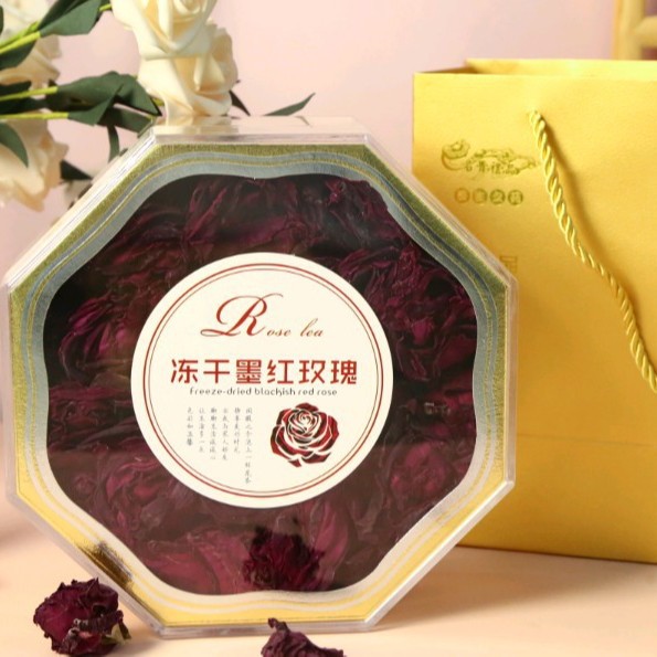 新品冻干墨红玫瑰花冠茶2025整朵新花冠金色礼盒包装一件代发